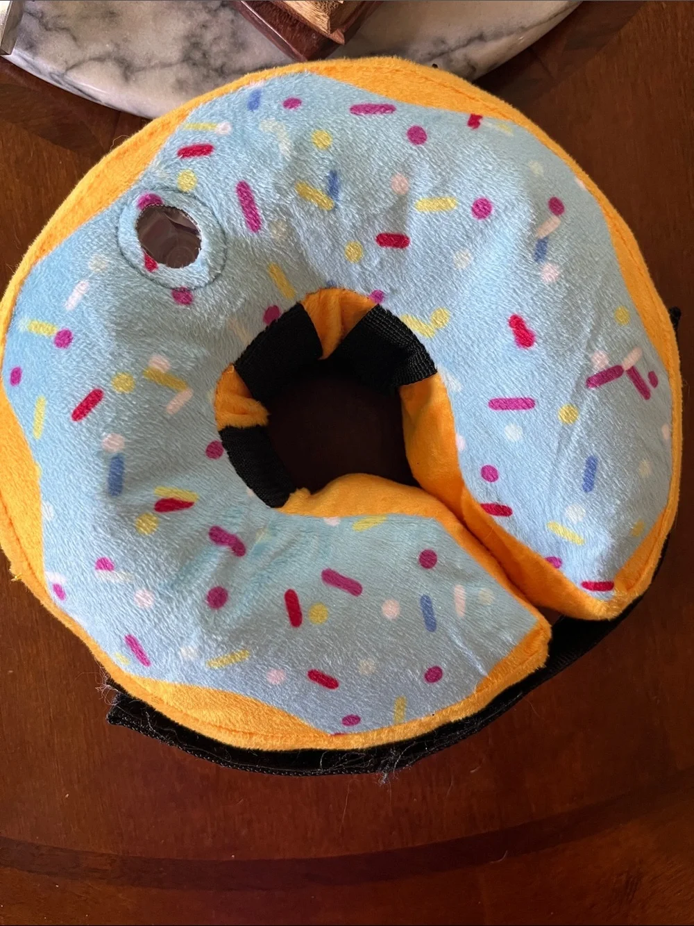 Plush Donut cone for dogs- Blue & Orange